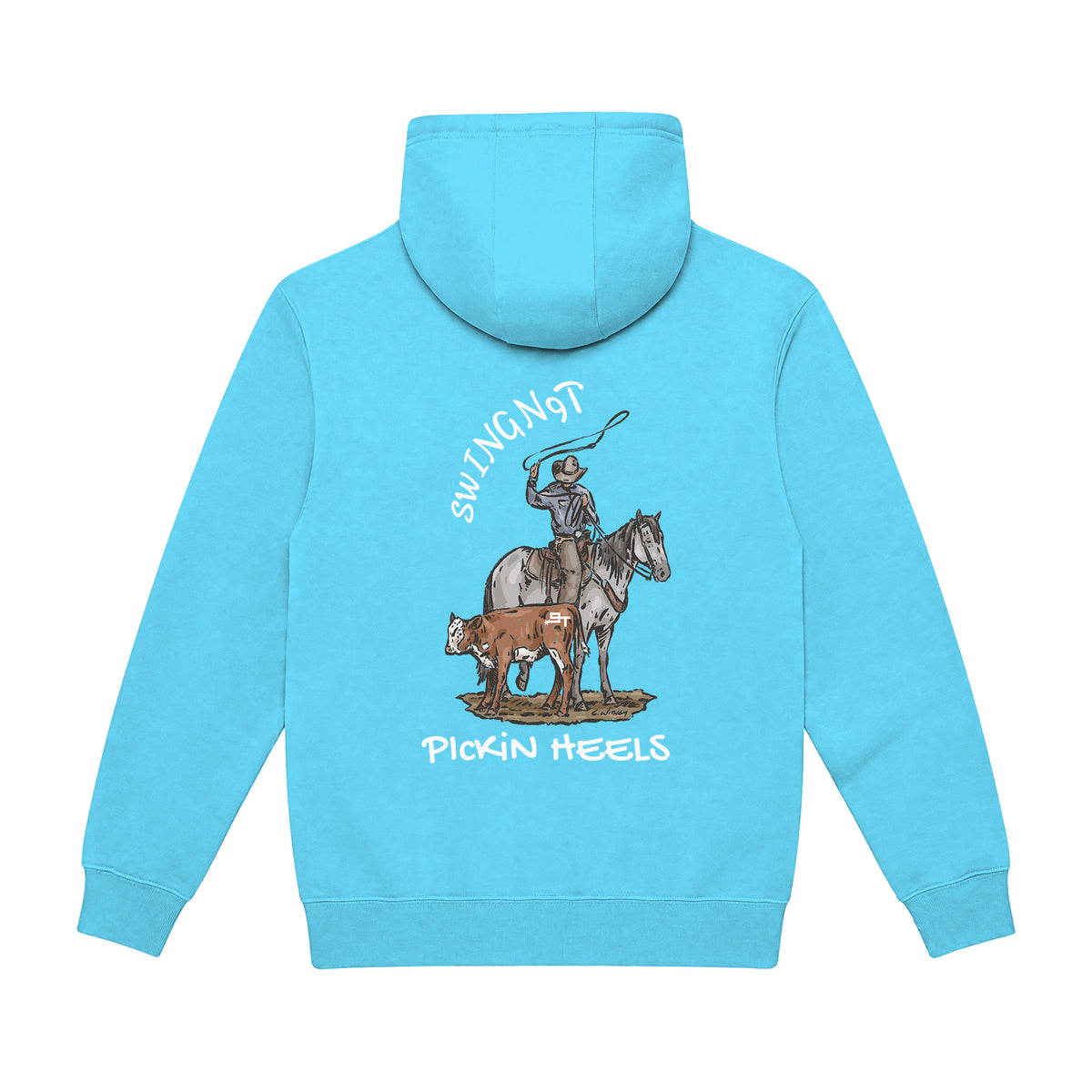 Pickin Heels Hoodie / Ocean Blue / back on white