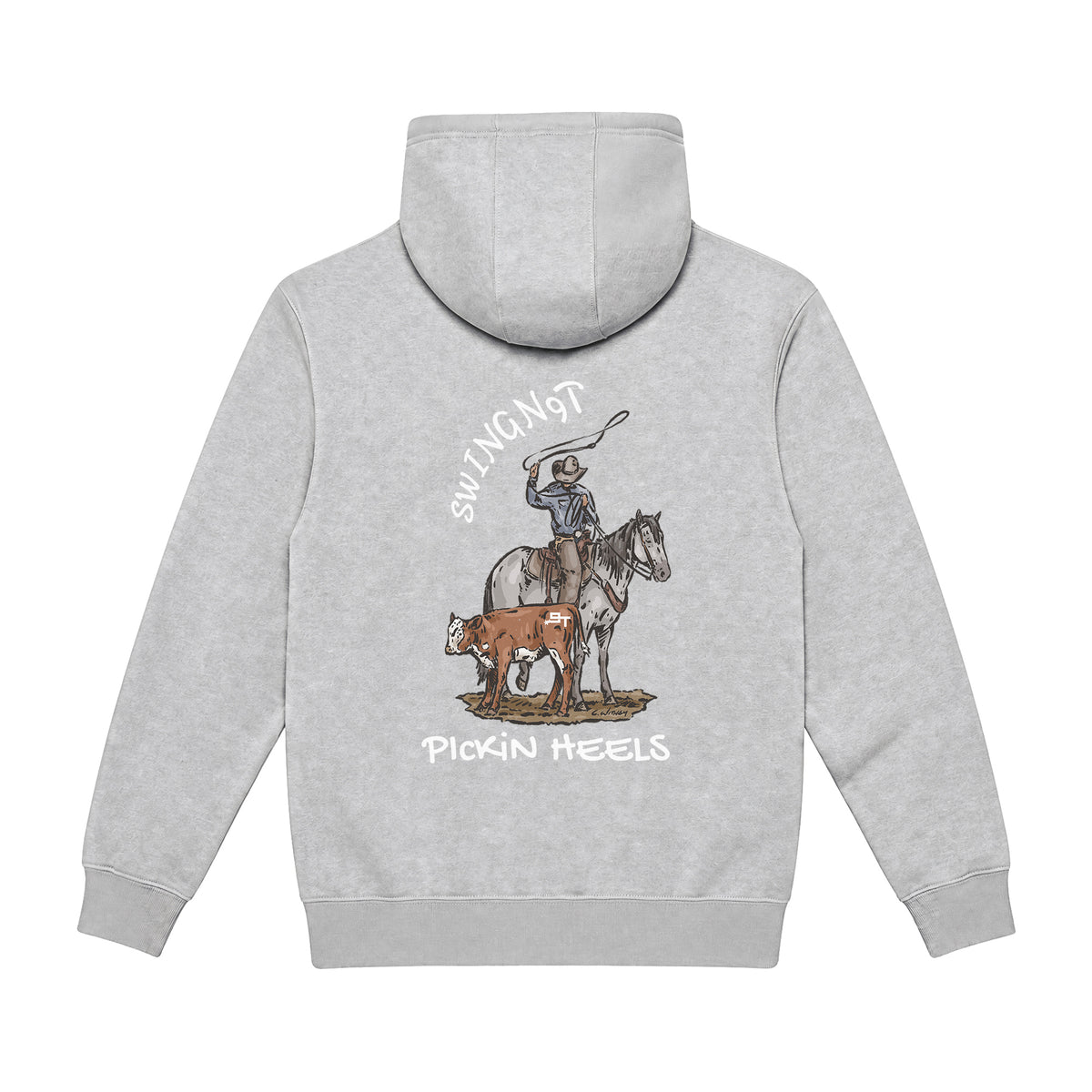Pickin Heels Hoodie / Heather Grey / back on white