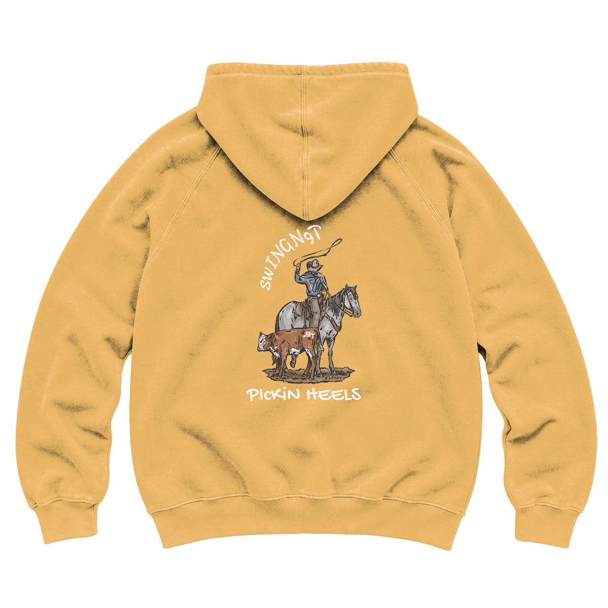 Pickin Heels Hoodie / Vintage Mustard / back on white