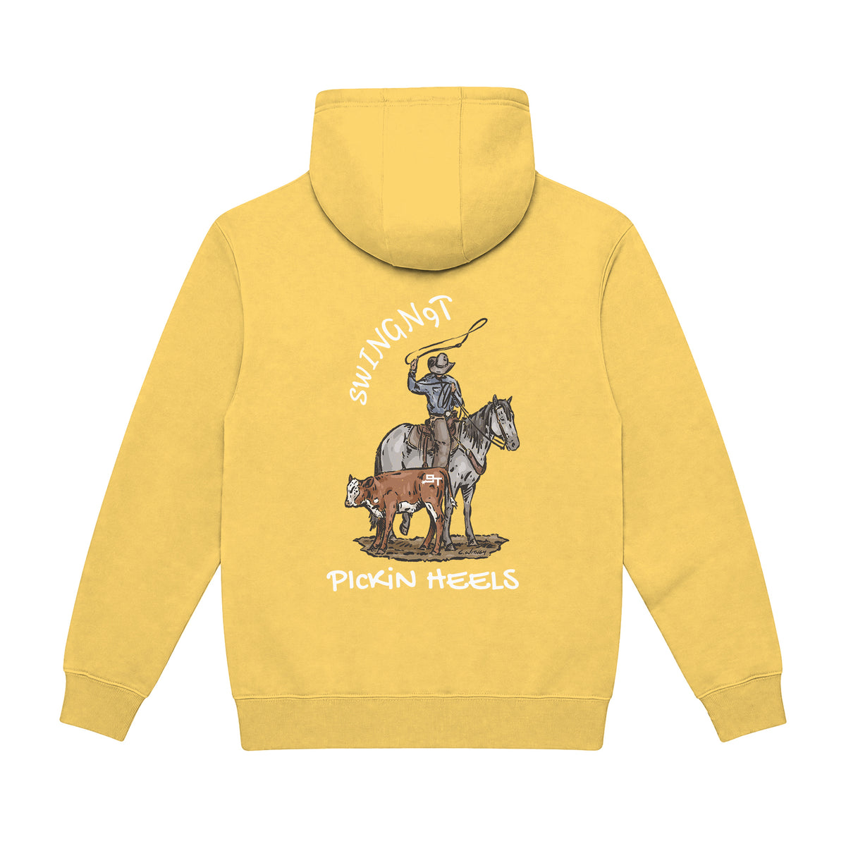 Pickin Heels Hoodie / Antique Gold / back on white