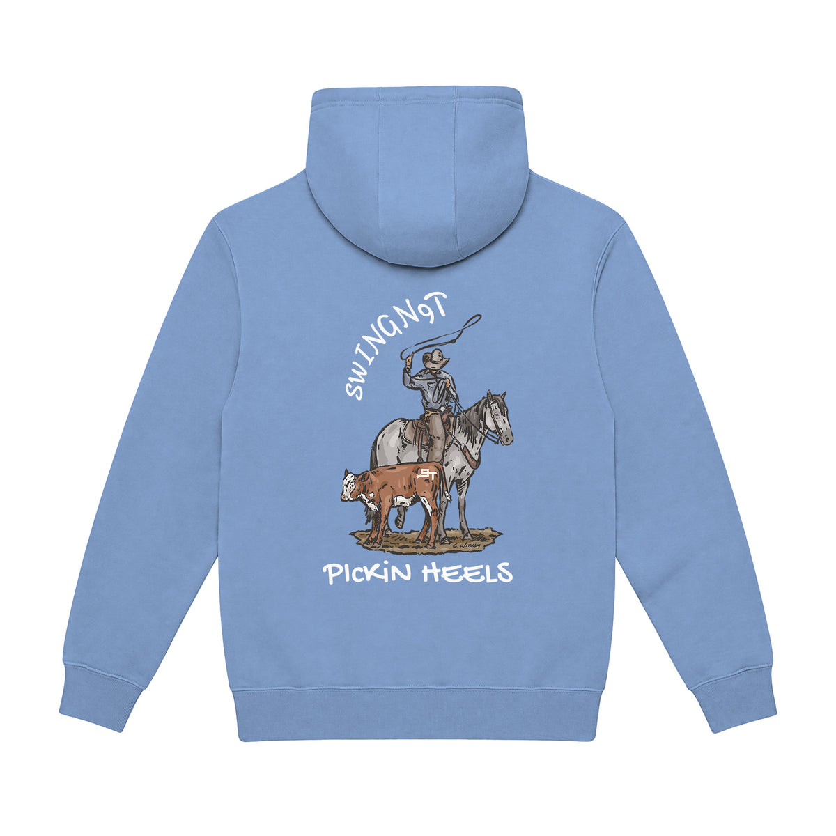 Pickin Heels Hoodie / Colony Blue / back on white