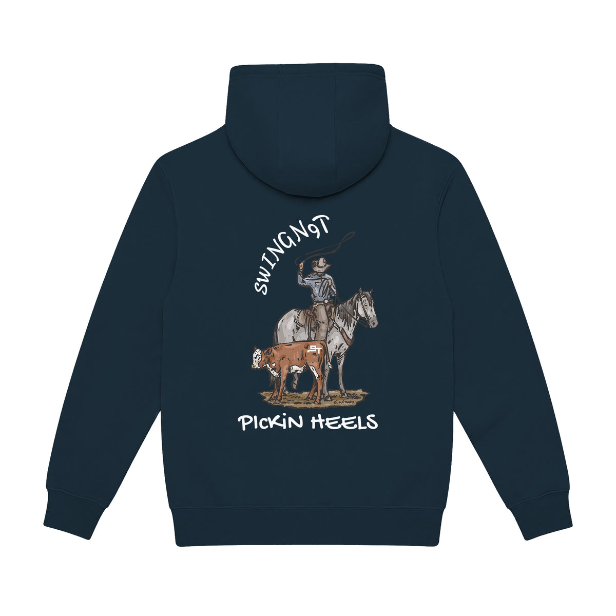 Pickin Heels Hoodie / Navy / back on white