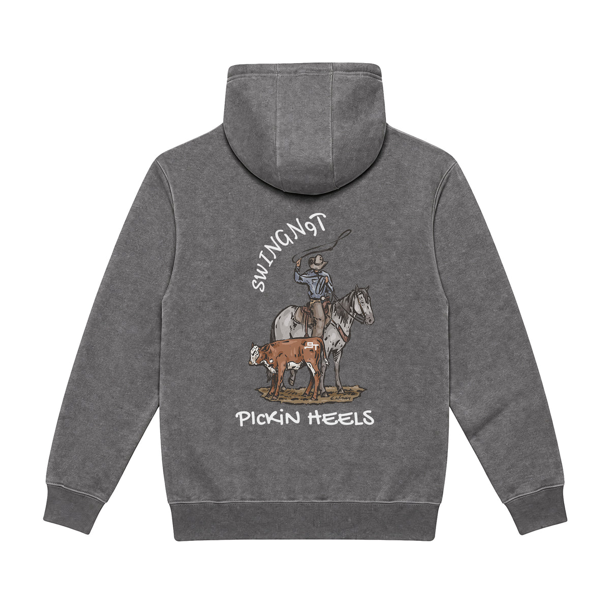 Pickin Heels Hoodie / Charcoal Heather / back on white