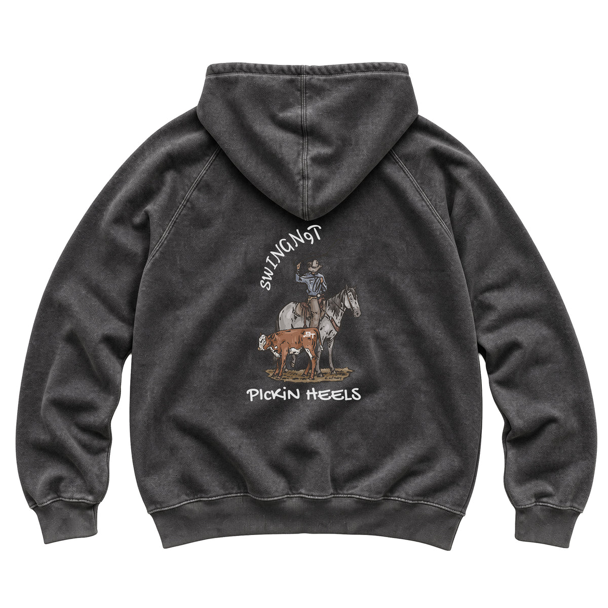 Pickin Heels Hoodie / Vintage Black / back on white