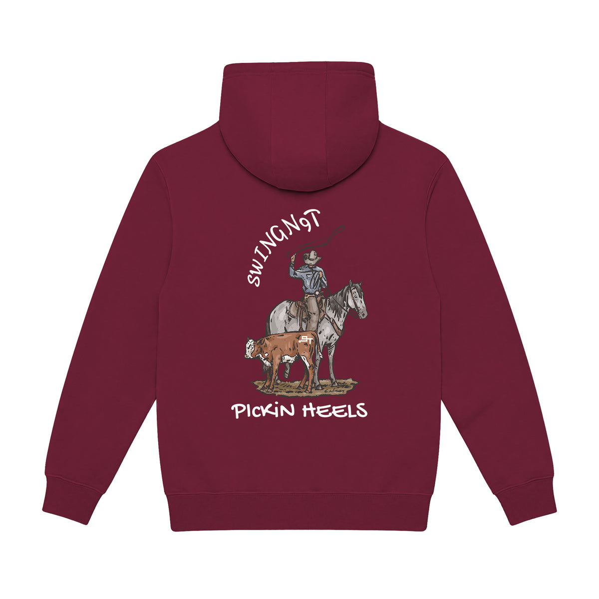 Pickin Heels Hoodie / Burgundy / back on white