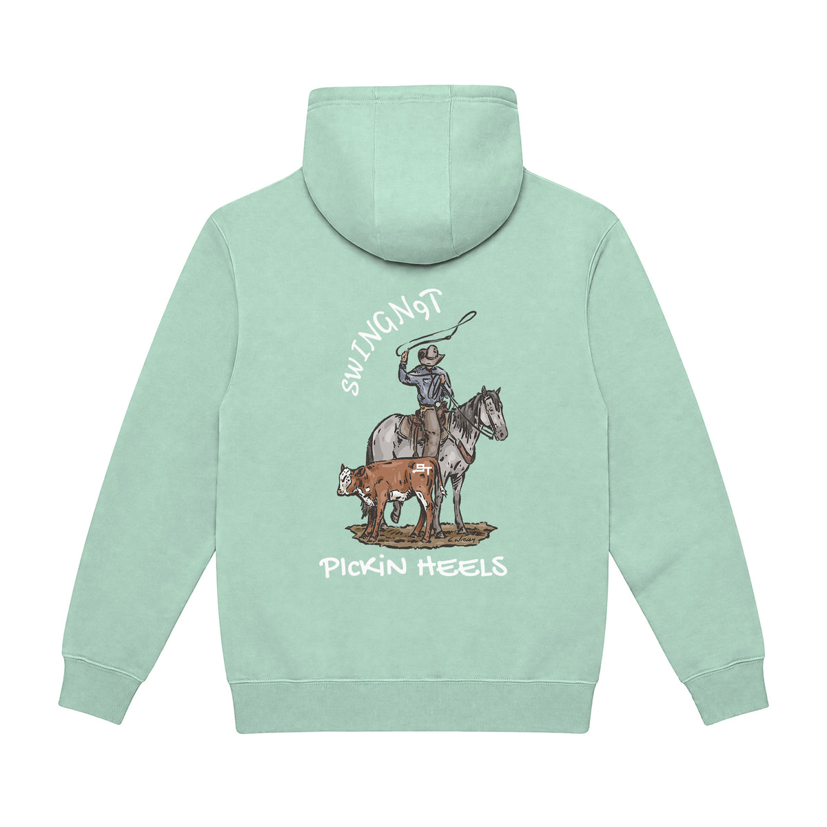 Pickin Heels Hoodie / Seafoam / back on white