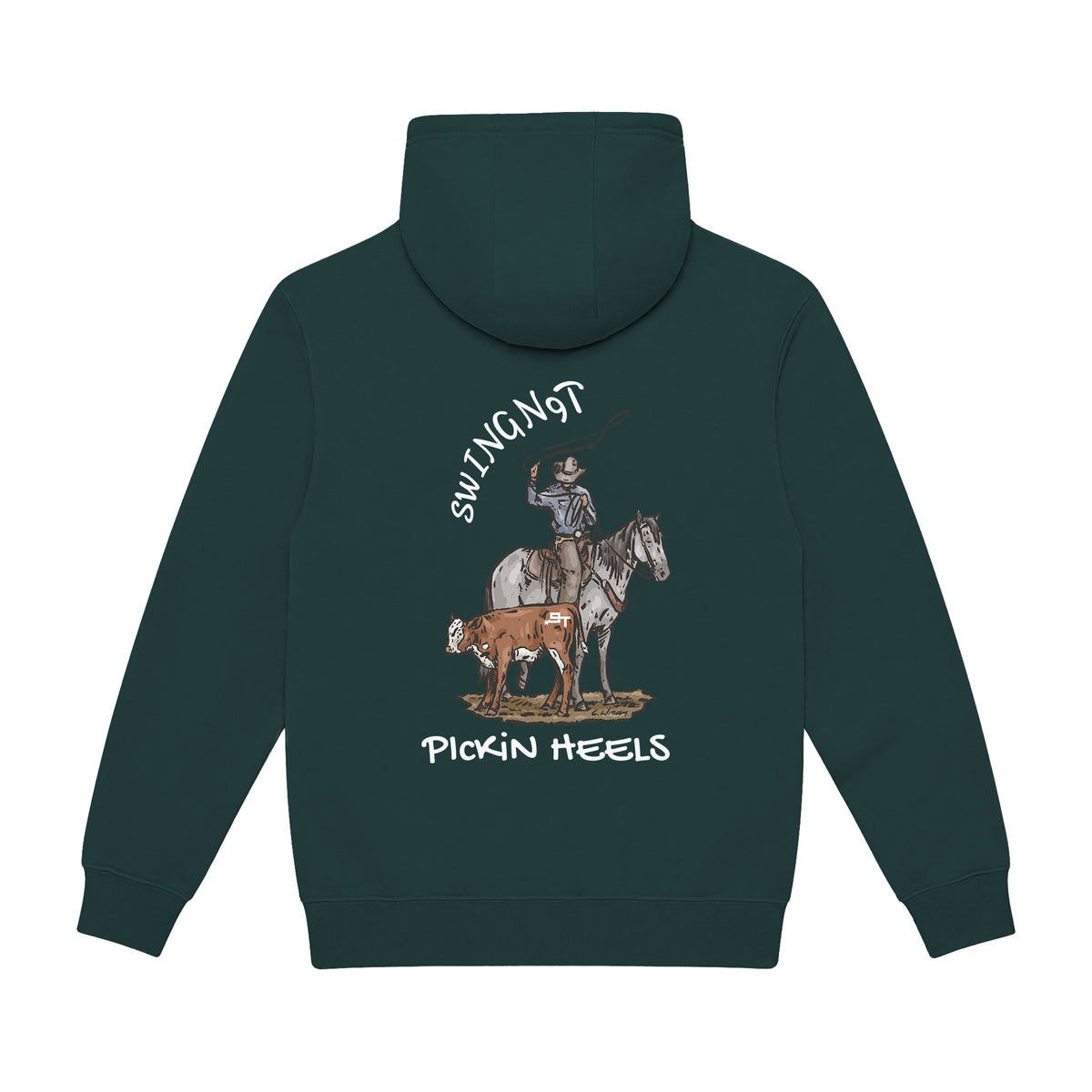 Pickin Heels Hoodie / Sport Green / back on white