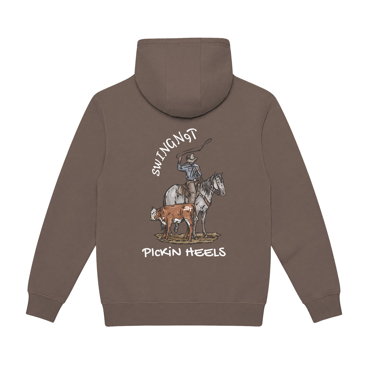 Pickin Heels Hoodie / Coffee / back on white