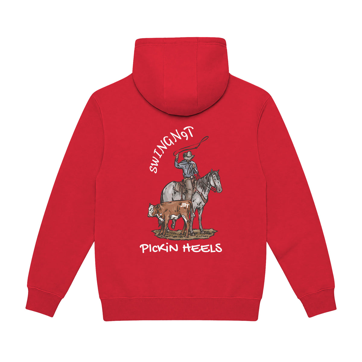Pickin Heels Hoodie / Red / back on white