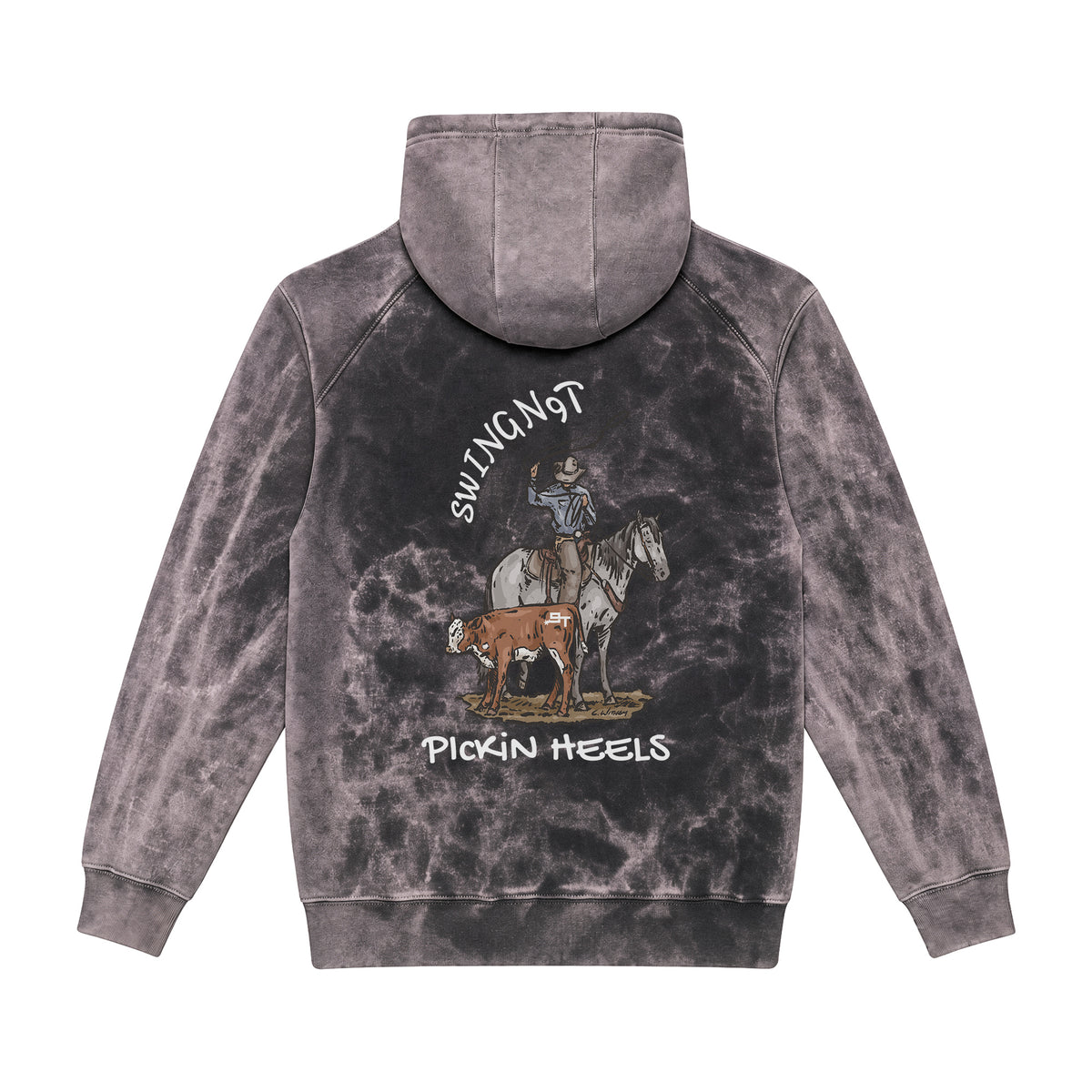 Pickin Heels Hoodie / Cloud Black / back on white