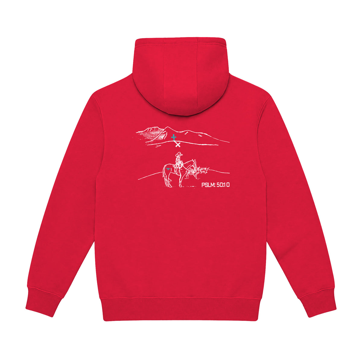 PSLM 50:10 Hoodie / Cardinal / back on white