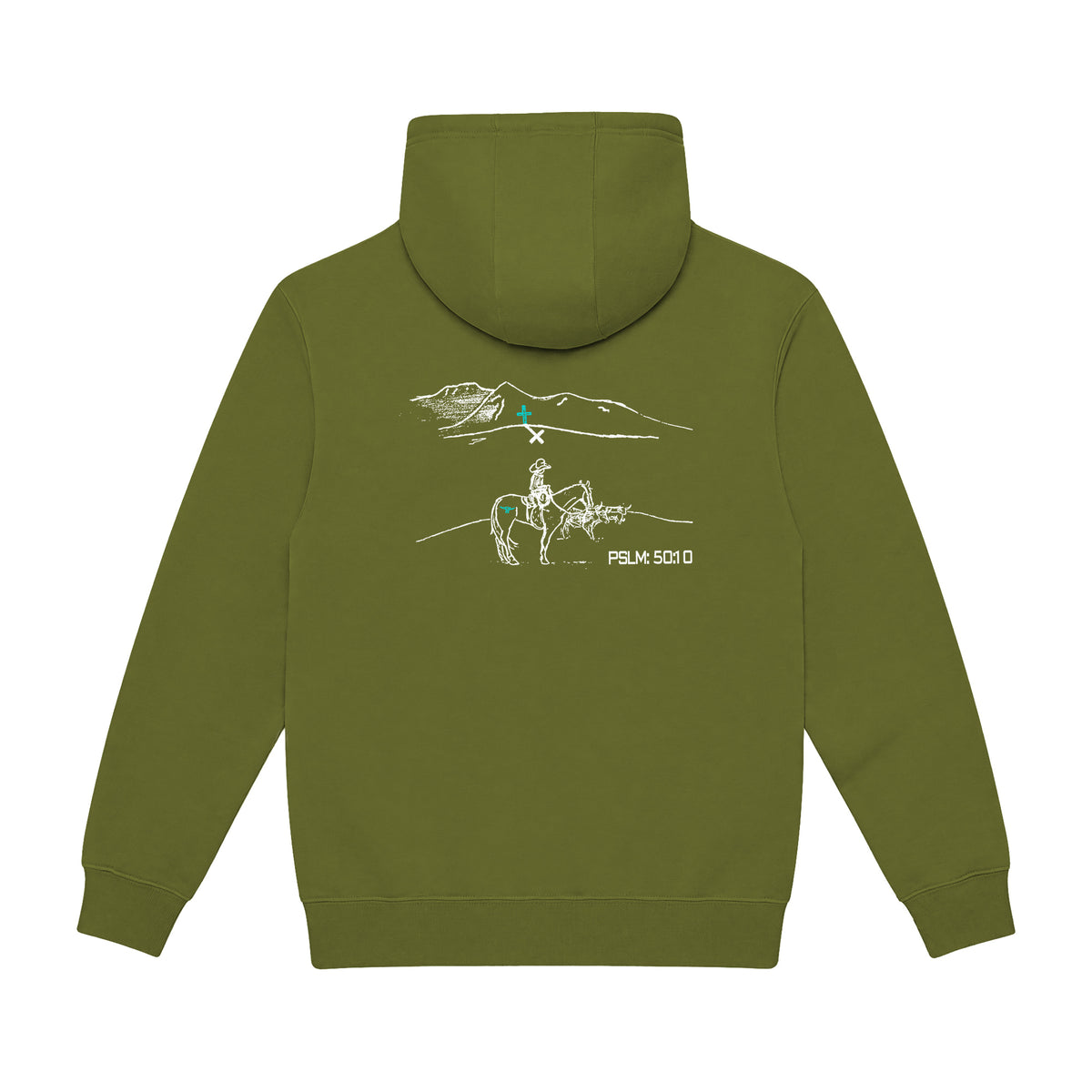 PSLM 50:10 Hoodie / Army Green / back on white