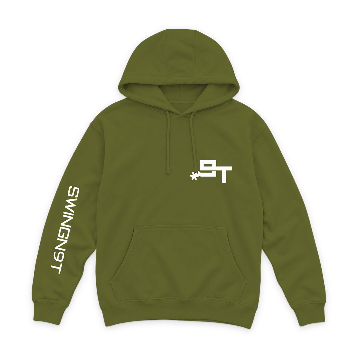 PSLM 50:10 Hoodie — Army Green — front view on white