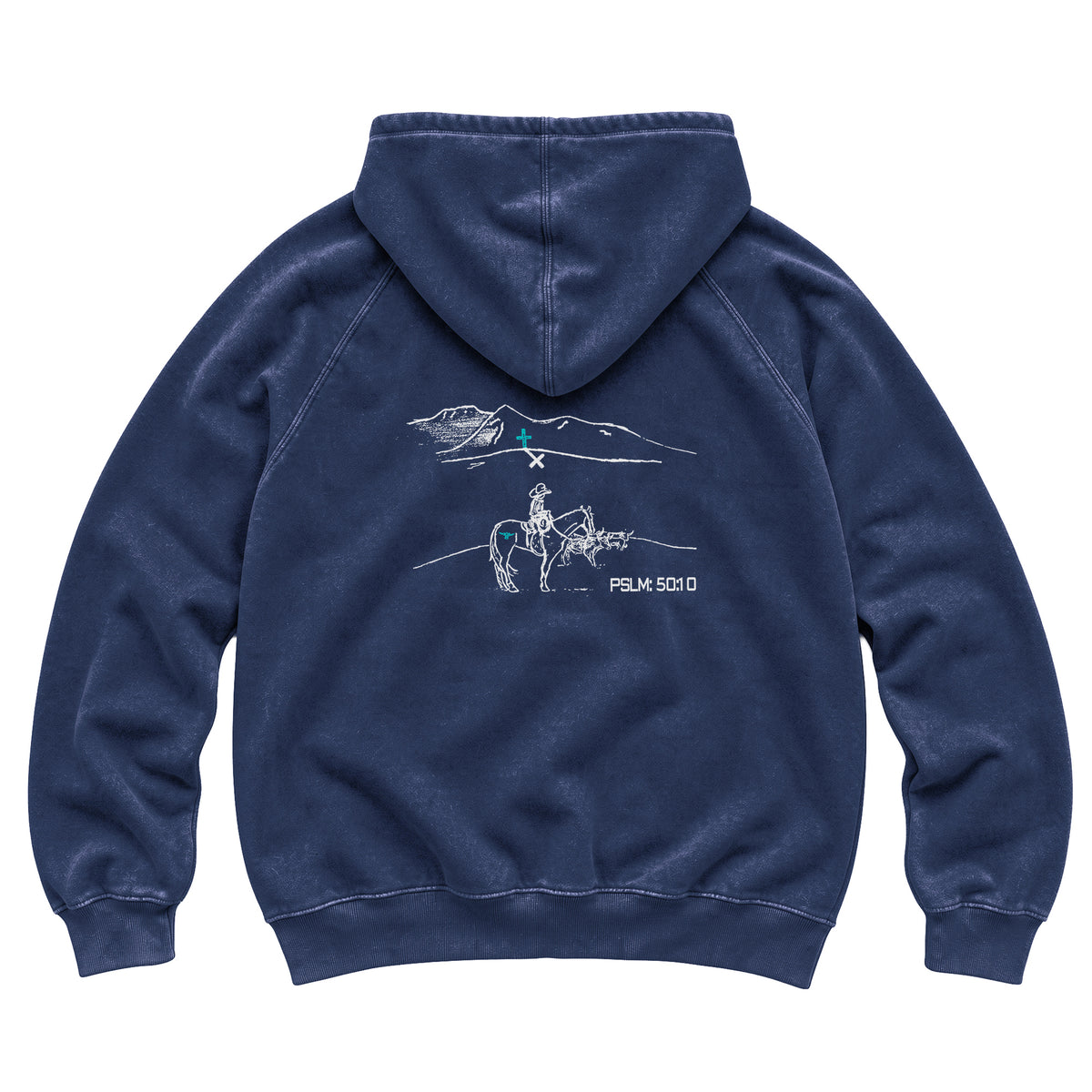 PSLM 50:10 Hoodie / Vintage Denim / back on white