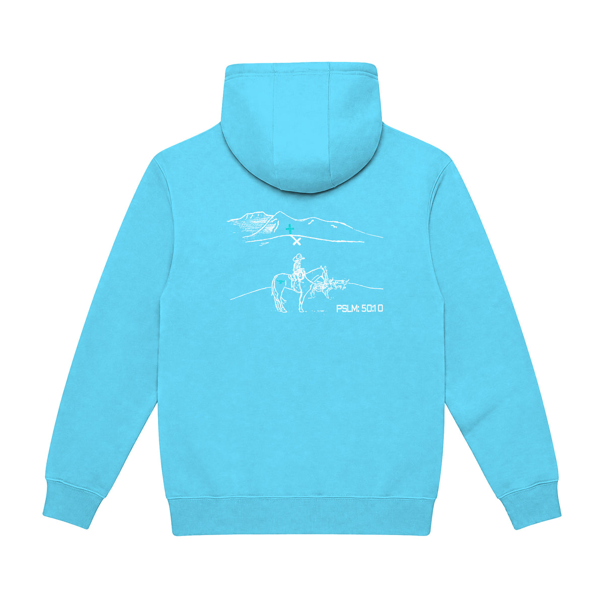 PSLM 50:10 Hoodie / Ocean Blue / back on white