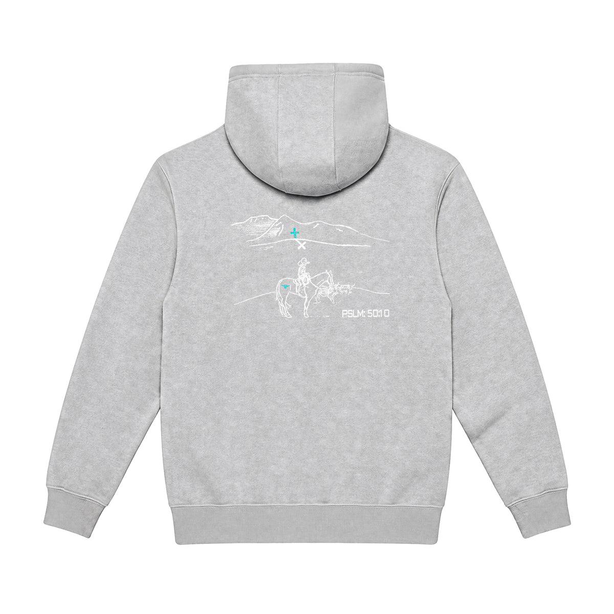 PSLM 50:10 Hoodie / Heather Grey / back on white