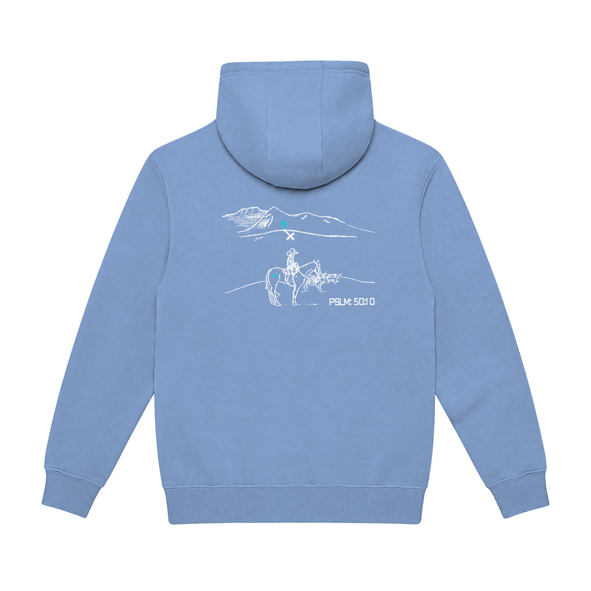 PSLM 50:10 Hoodie / Colony Blue / back on white