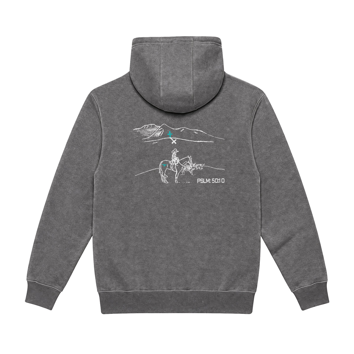 PSLM 50:10 Hoodie / Charcoal Heather / back on white