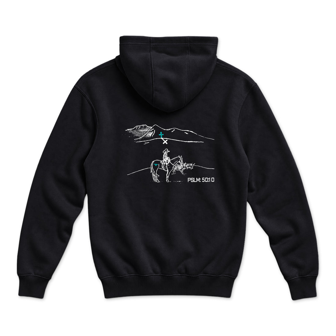 PSLM 50:10 Hoodie — Black — back view on white