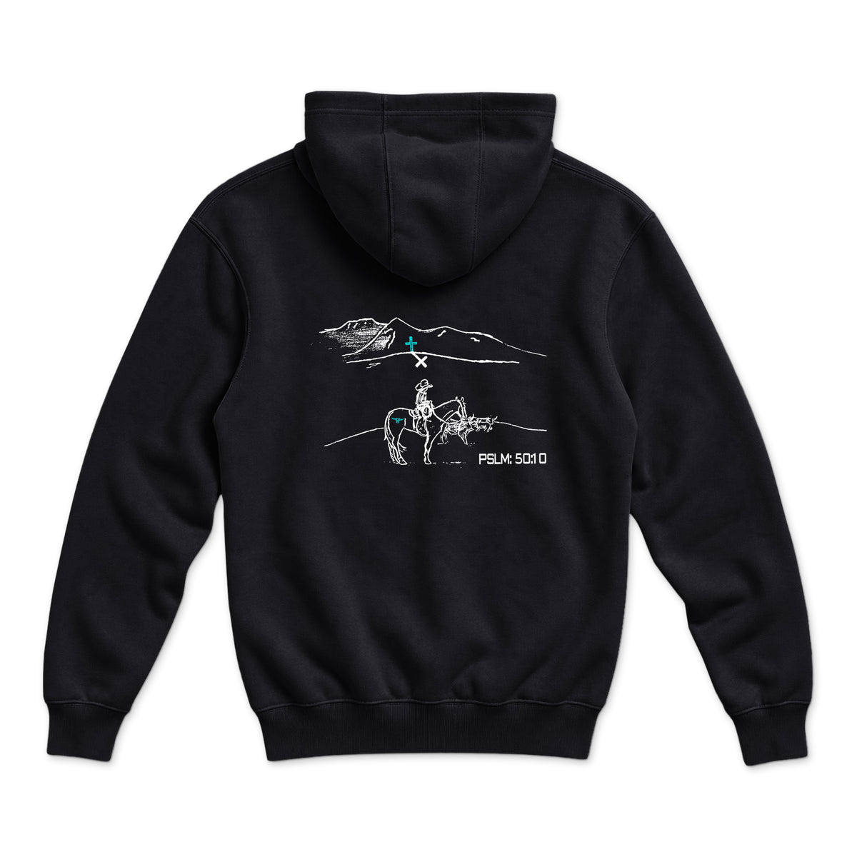 PSLM 50:10 Hoodie — Black — back view on white