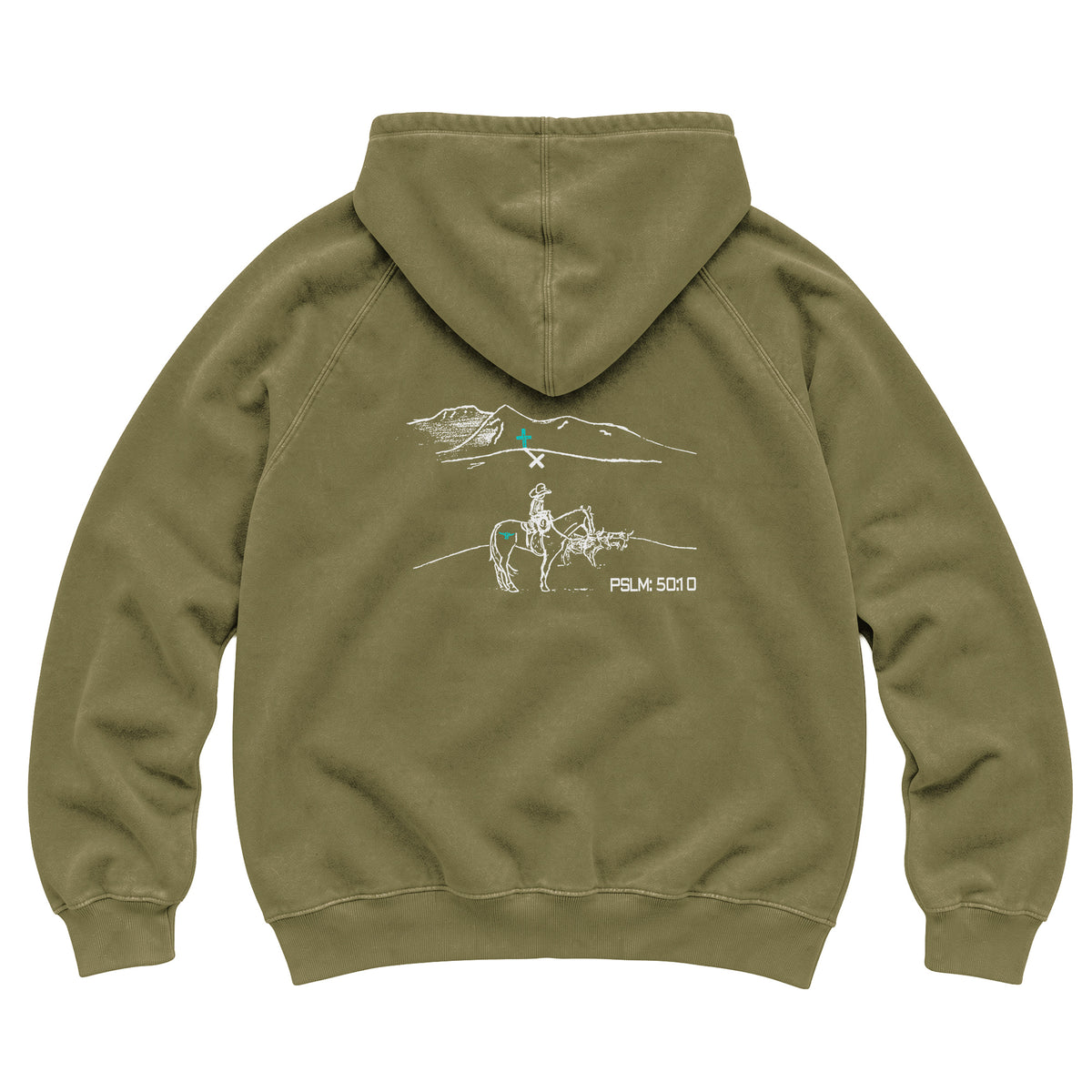 PSLM 50:10 Hoodie / Vintage Olive / back on white