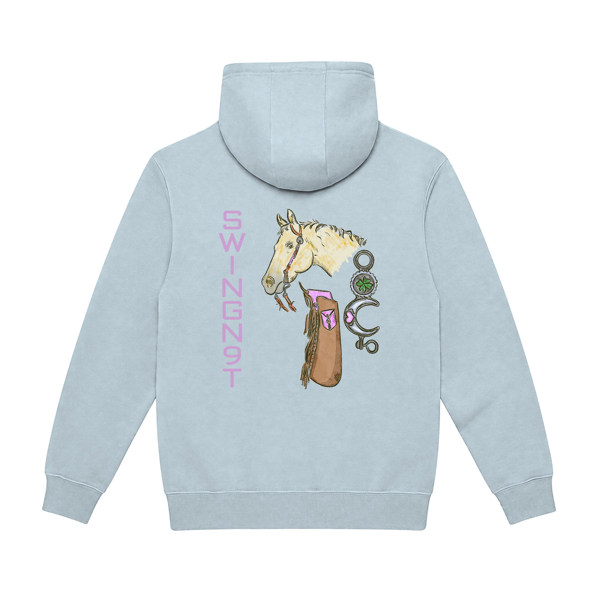 Midnight Mystic Hoodie / Blue Mist / back on white