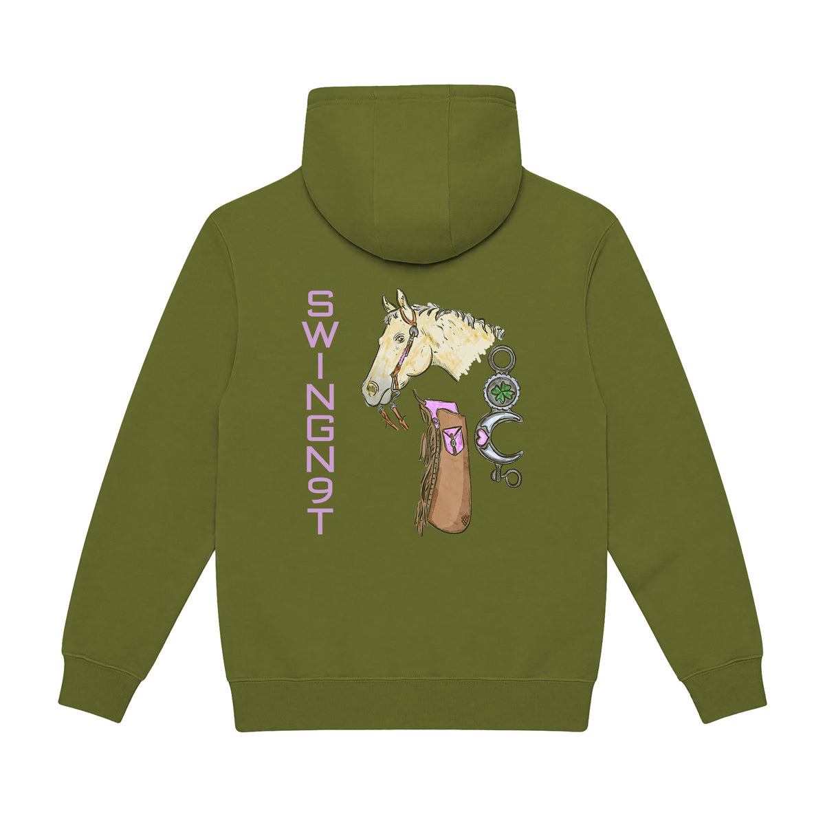 Midnight Mystic Hoodie / Army Green / back on white