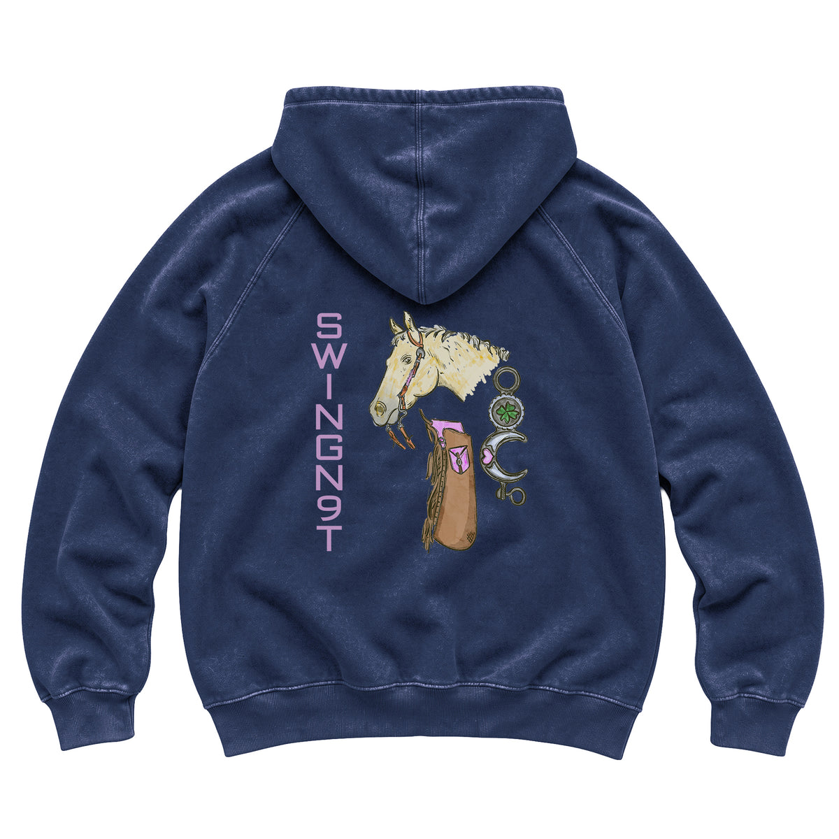 Midnight Mystic Hoodie / Vintage Denim / back on white