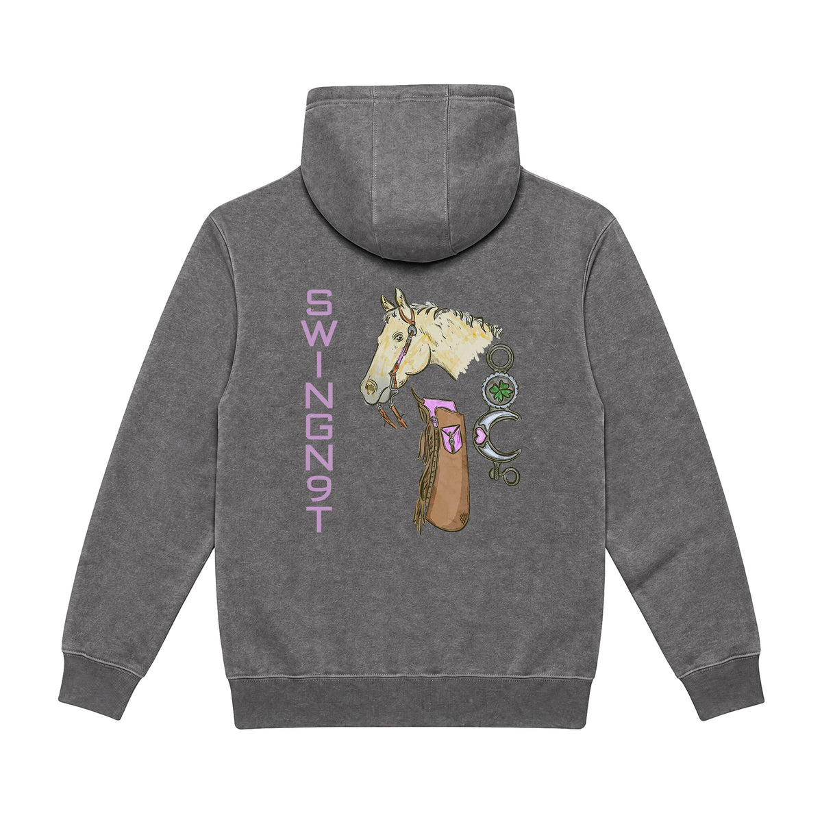 Midnight Mystic Hoodie / Charcoal Heather / back on white