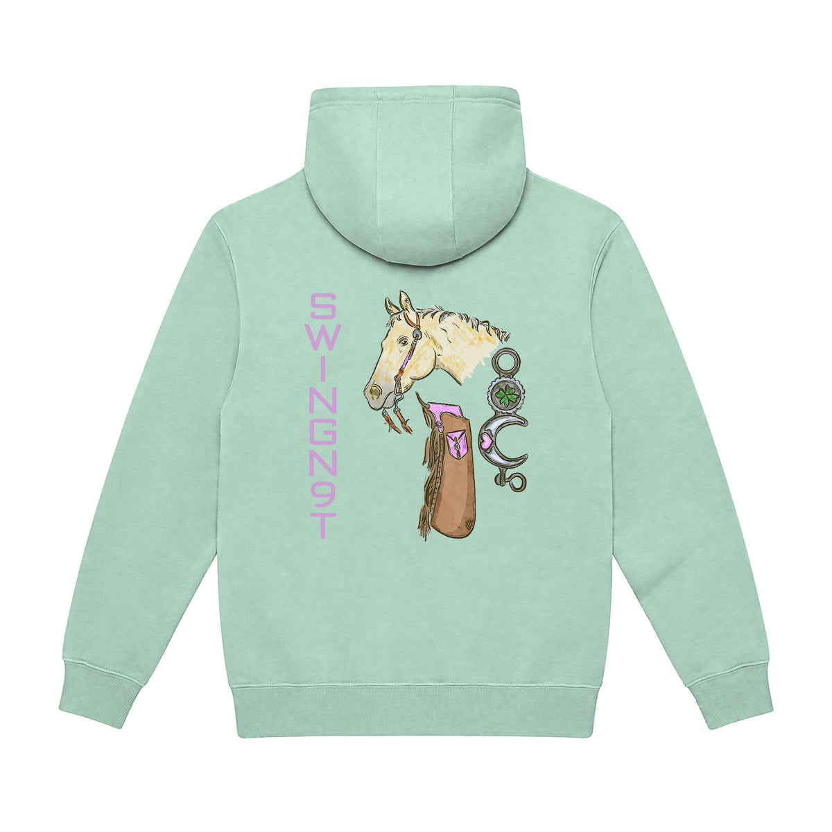 Midnight Mystic Hoodie / Seafoam / back on white