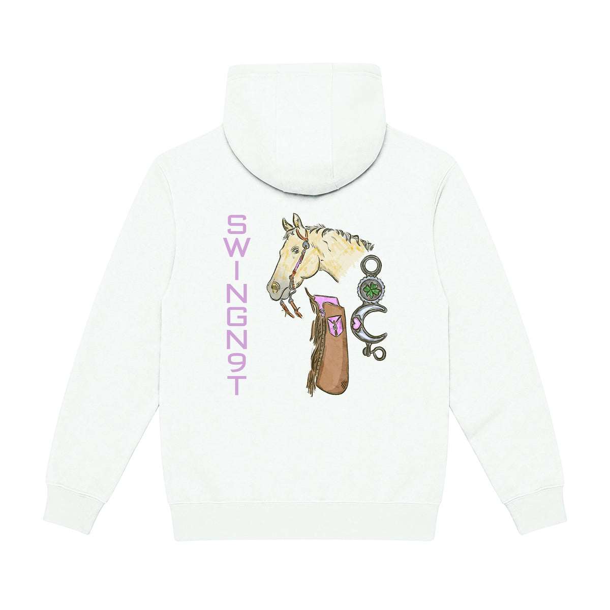 Midnight Mystic Hoodie / Oatmeal Heather / back on white