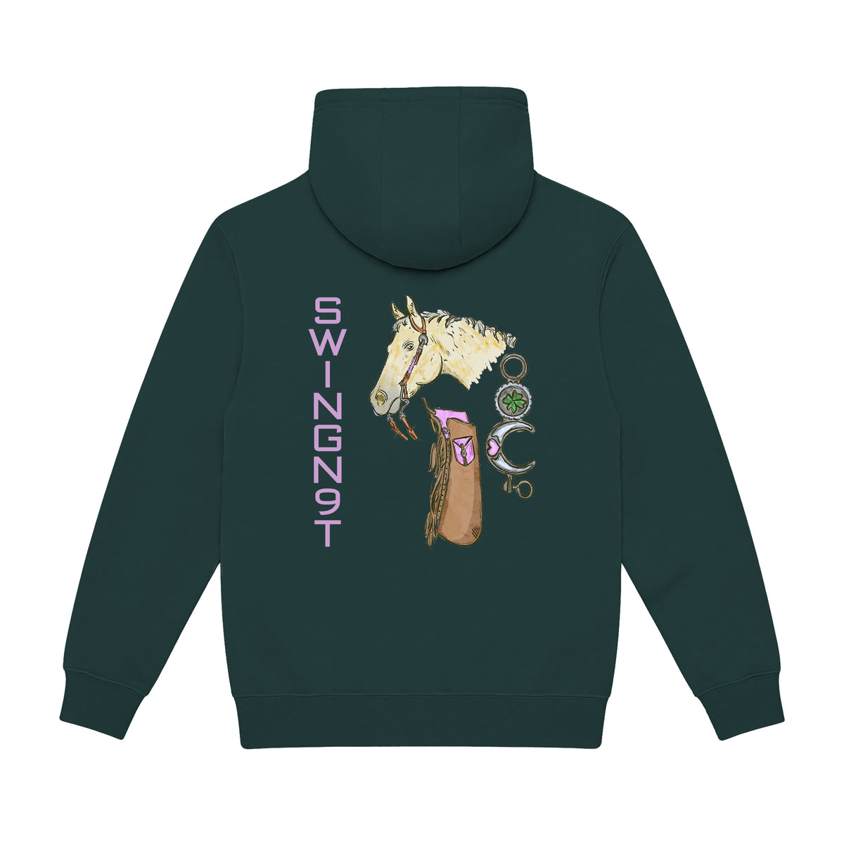 Midnight Mystic Hoodie / Sport Green / back on white