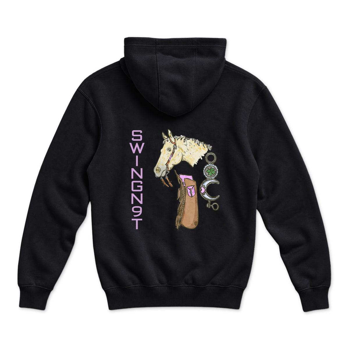 Midnight Mystic Hoodie — Black — back view on white