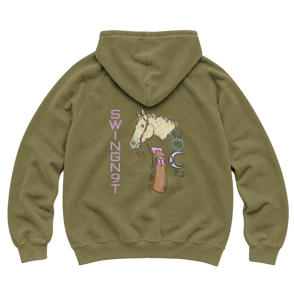 Midnight Mystic Hoodie / Vintage Olive / back on white