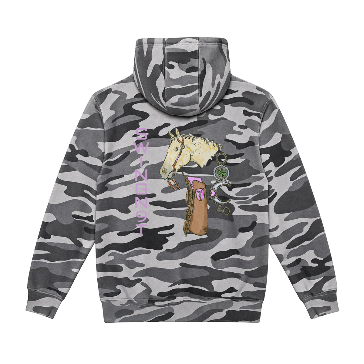 Midnight Mystic Hoodie / Slate Camo / back on white