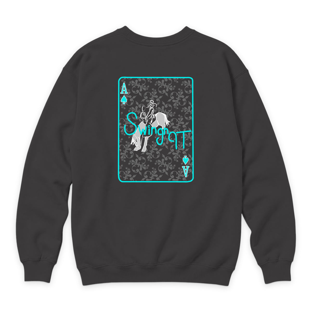 Ace of Spades Crewneck — Smoke — back view on white