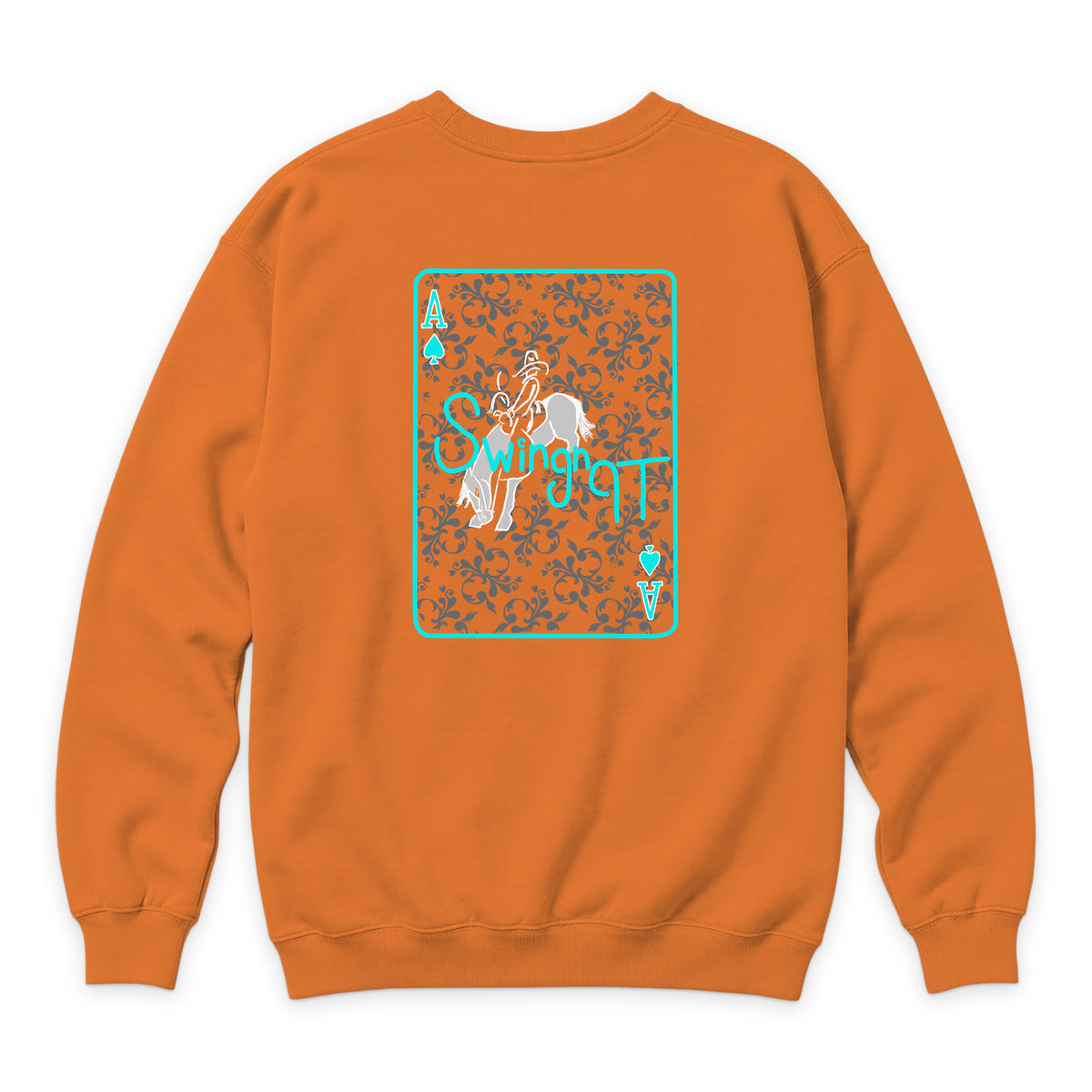 Ace of Spades Crewneck — Carrot — back view on white