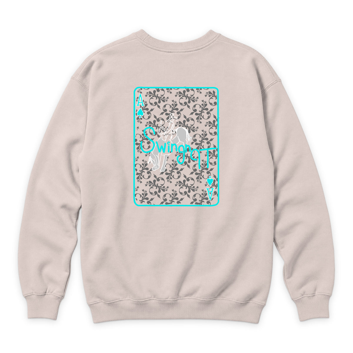 Ace of Spades Crewneck — Pale Pink — back view on white