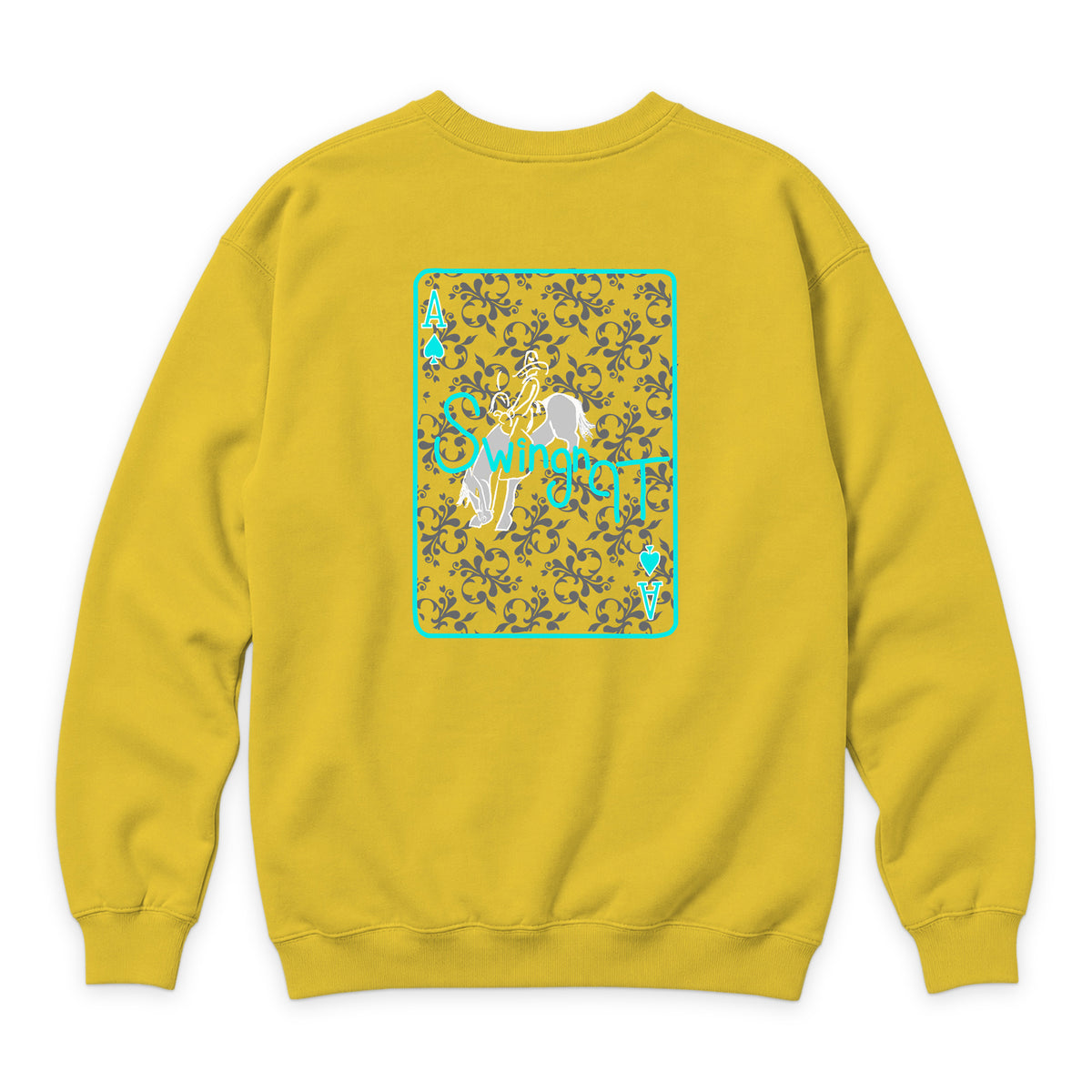 Ace of Spades Crewneck — Lemon — back view on white