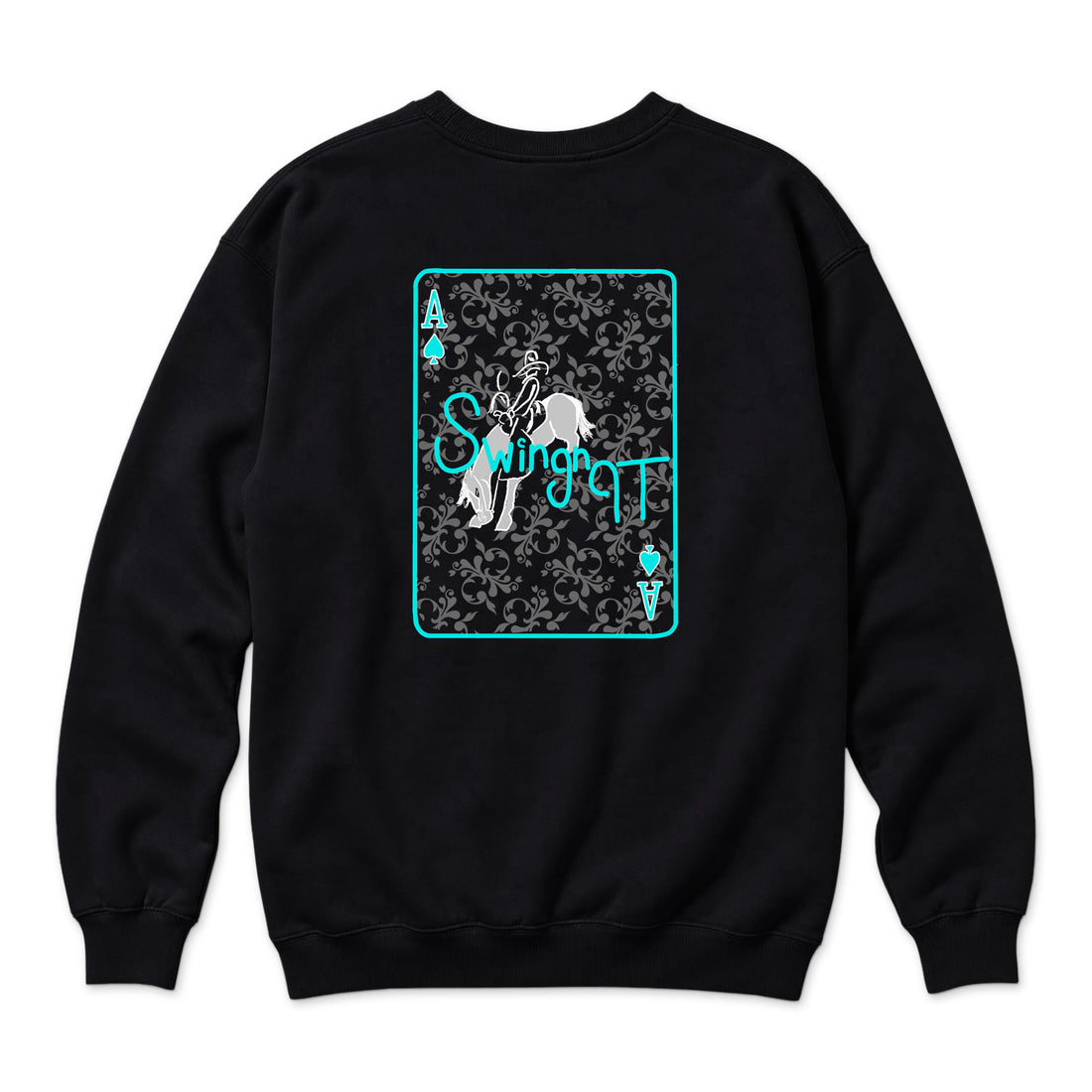 Ace of Spades Crewneck — Black — back view on white