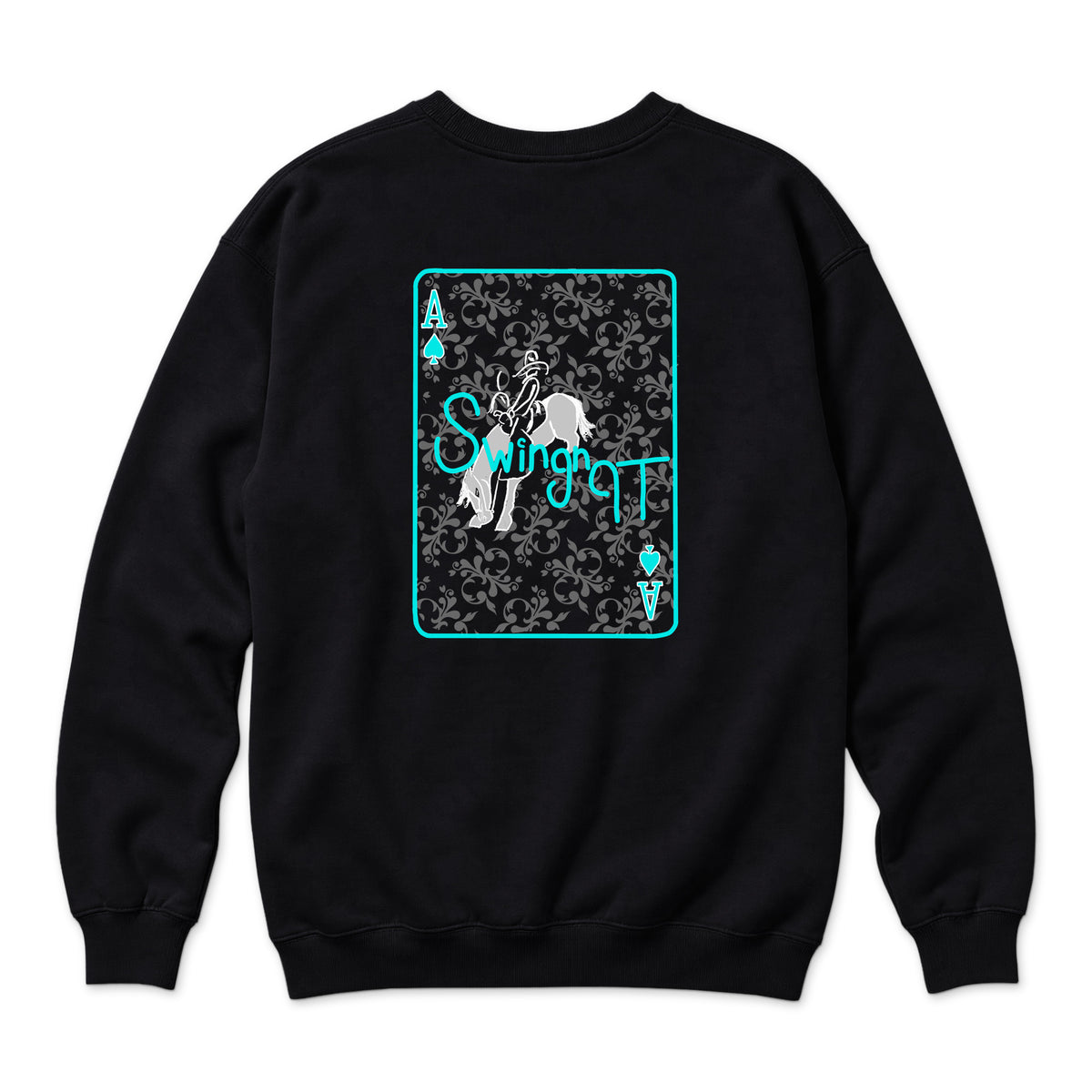 Ace of Spades Crewneck — Black — back view on white