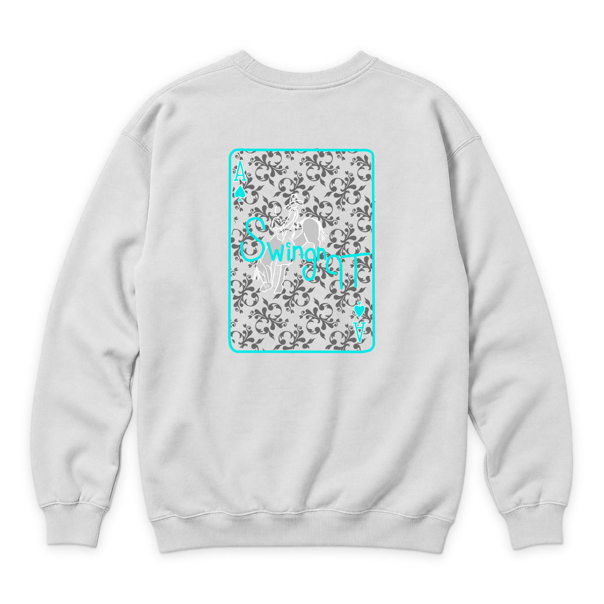 Ace of Spades Crewneck — White — back view on white