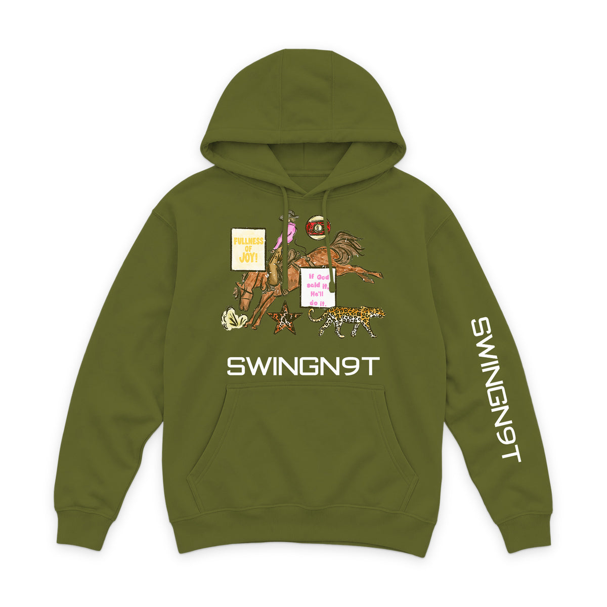 If God Said It Hoodie / Army Green / front on white