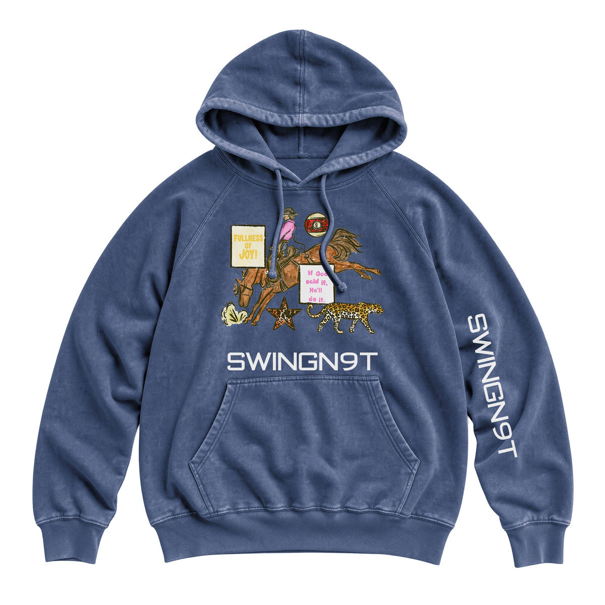 If God Said It Hoodie / Vintage Denim / front on white