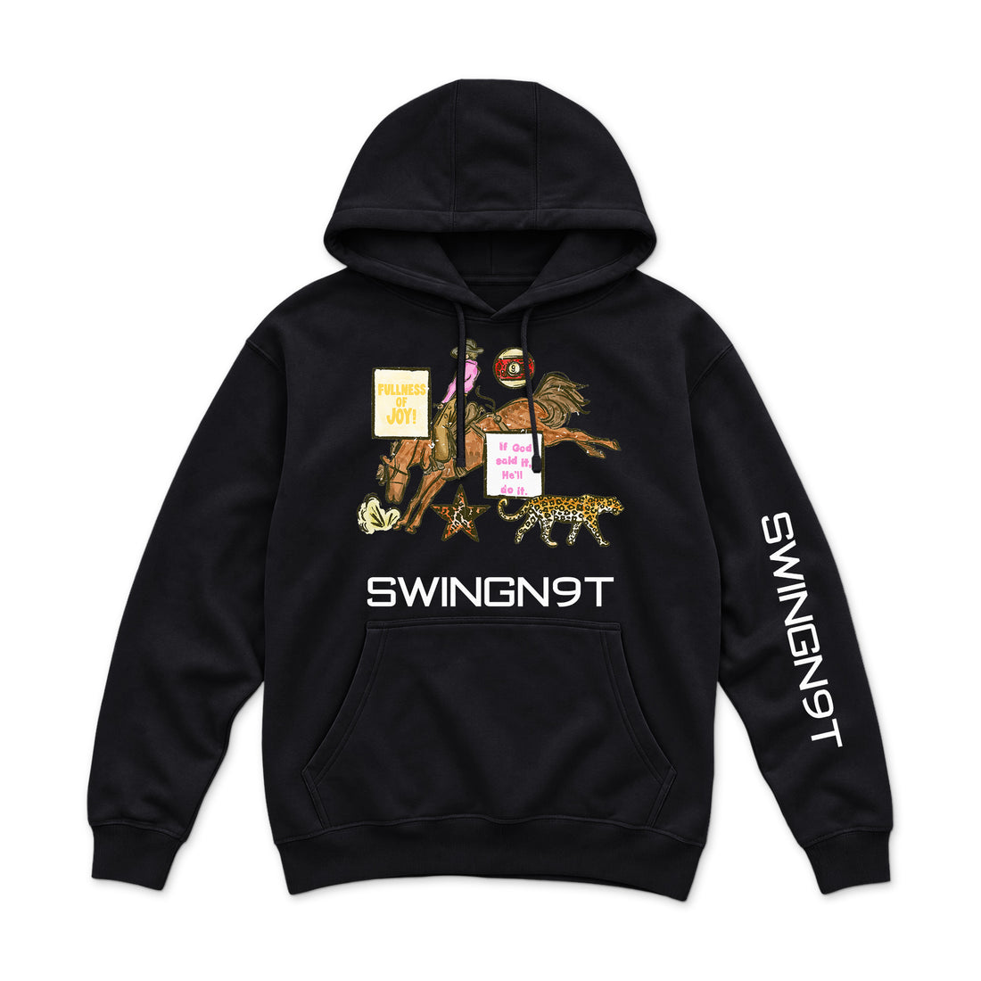 If God Said It Hoodie — Black — front view on white