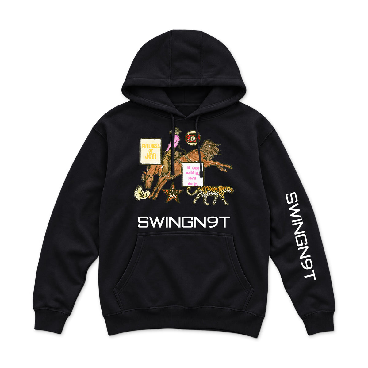 If God Said It Hoodie — Black — front view on white