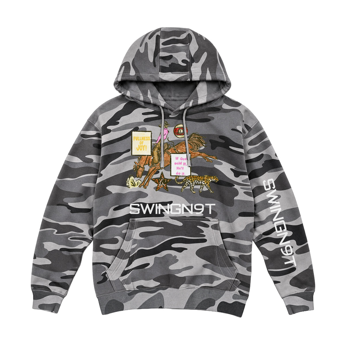 If God Said It Hoodie / Slate Camo / front on white