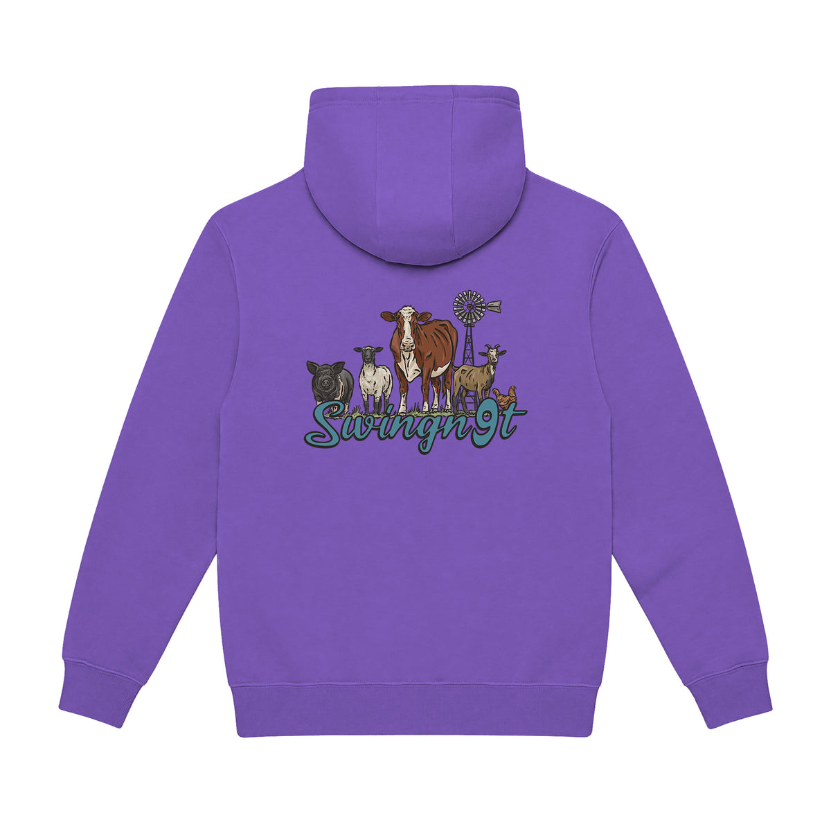 Livestock Hoodie / Purple / back on white