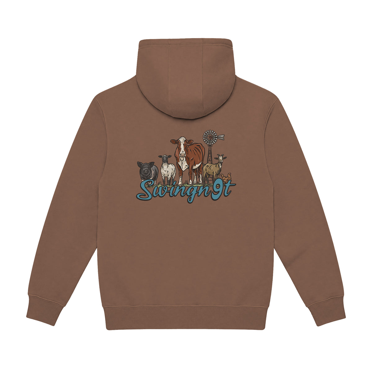 Livestock Hoodie / Chestnut / back on white