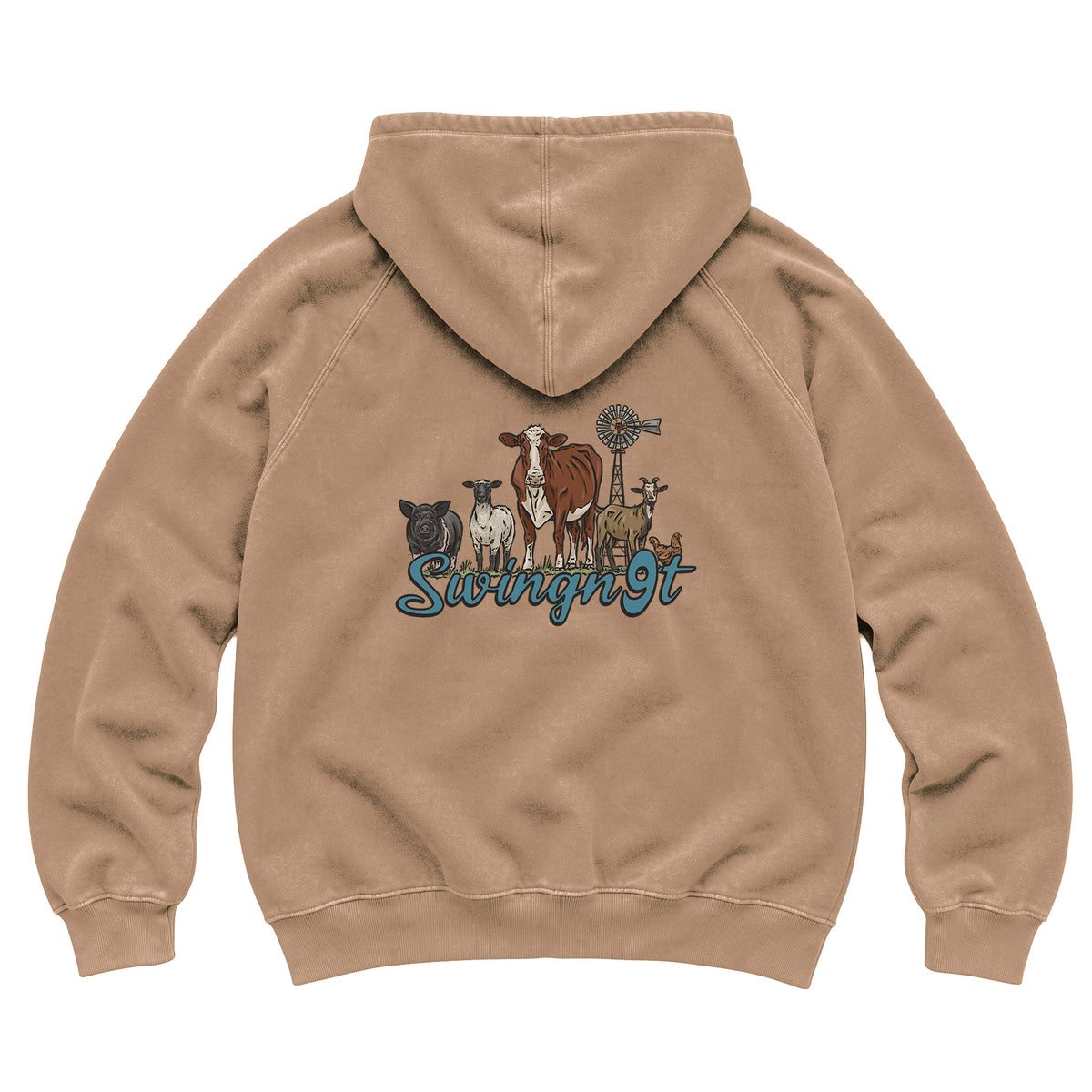 Livestock Hoodie / Vintage Coffee / back on white